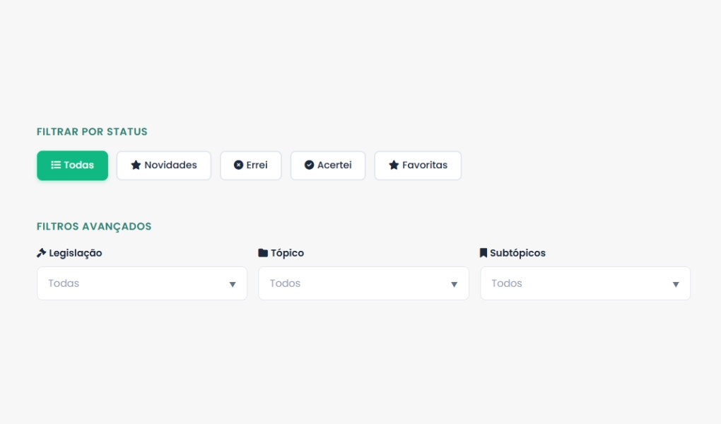 Filtre suas questões